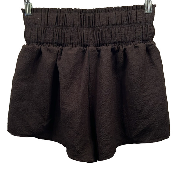 Short Shorts, Size 0X, Elastic Waistband 13”, Black with wood color button - Picture 3 of 6